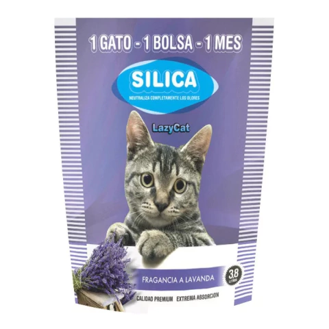 Piedras Sanitarias Para Gatos Lazy Cat Silica Gel Lavanda 3,8 Lts