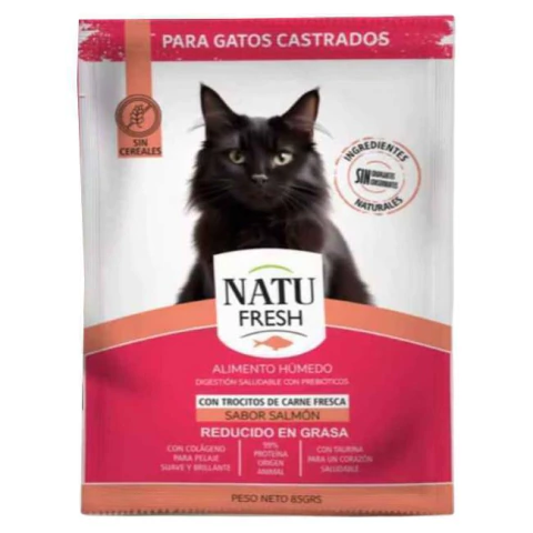 Alimento Humedo Sobrecito Gatos Castrados Natu Fresh Sabor Salmon 85gr - comprar online