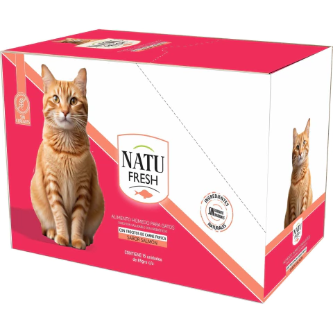 Alimento Humedo Sobrecito Gatos Cachorro Y Adulto Natu Fresh Sabor Salmon 85gr Caja X 15 Unidades - comprar online