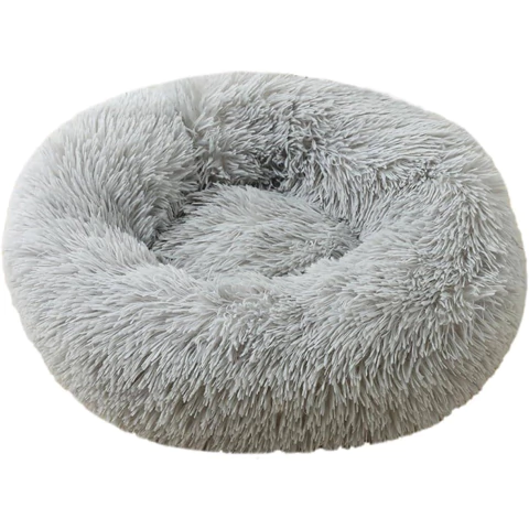 Cama Moises Para Perro Gato Redonda Vestigio 50 Cm Peluche Super Suave Antideslizante Color Gris