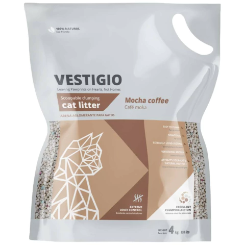 Piedras Sanitarias Bentonita Aglutinante Vestigio Cafe Moka 4 Kg