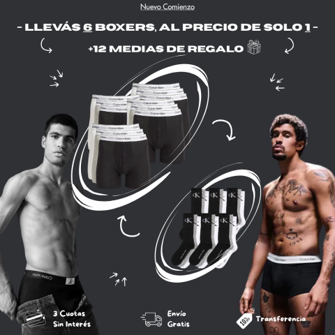 6x1 BOXER CALVIN KLEIN + 12 MEDIAS DE REGALO - comprar online