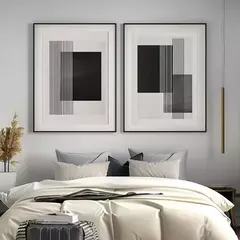 Duo enmarcado minimalista | Geometría Silenciosa - Arte Bauhaus - Cuadross.ar | Laminas y Arte.