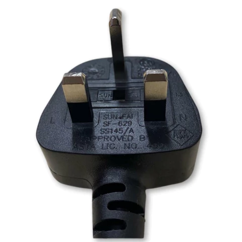 Cabo De Força Plug BS1363/A Europeu com Fusivel 250V 13A