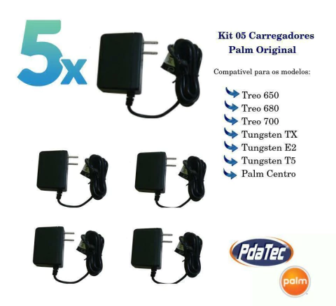 Kit 05 Carregadores Palm Centro,Treo,Tungsten Tx,E2 Original