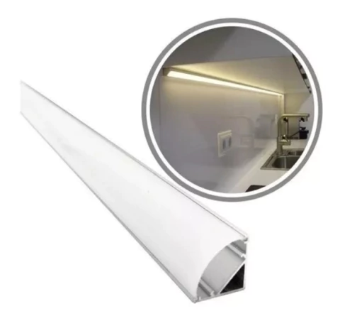 Perfil 50cm Sobrepor Canto Parede Alumínio P/ Fita Led