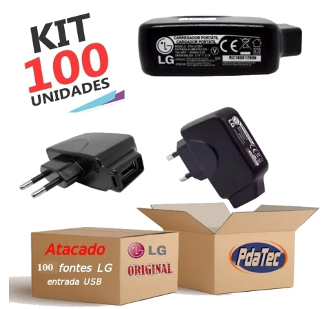 Carregador Fonte USB Bivolt 5V Original Kit com 100 unidades