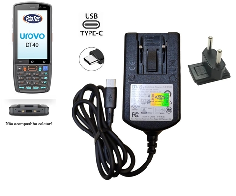 Fonte Carregador USB-C para Coletor de Dados Urovo DT40