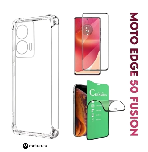 Capa Anti Impacto + Película de Cerâmica para Moto Edge 50 Fusion