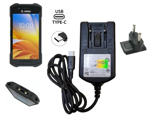 Fonte Carregador USB-C para Coletor de Dados Zebra TC21