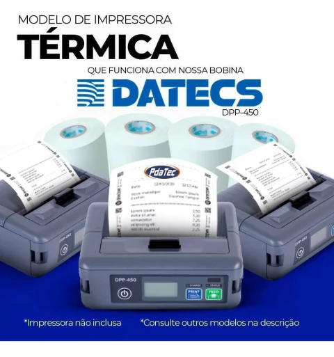 Kit 10 Bobinas Térmica Impressora Datecs Dpp-450 4"Polegadas
