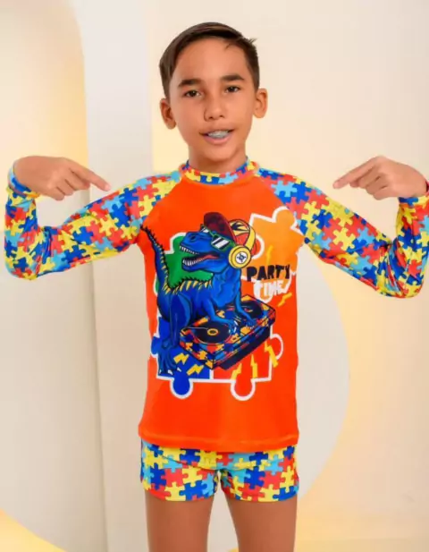 Conjunto moda praia proteção uv+50 autismo