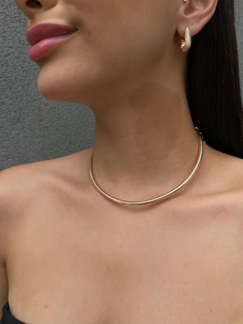 Choker Aro Trabalhada Dourada