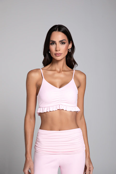 Top Alcinha Franzido Babados Light Pink