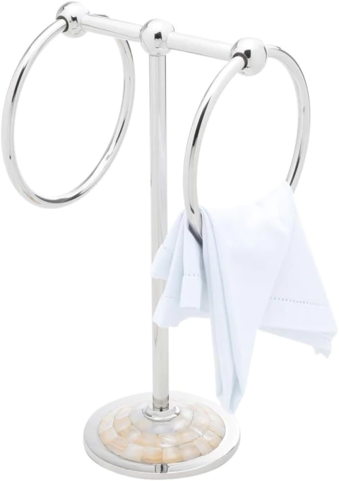 Porta toalhas em inox e madrepérola