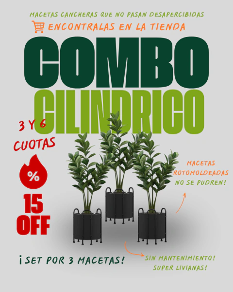 Combo Macetero Cilíndrico 30 x3