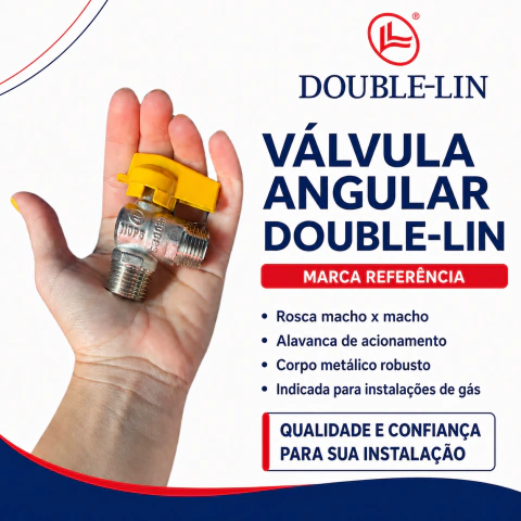 Registro Abre E Fecha Gás Válvula Esfera Angular 90° 1/2 MACHO X MACHO Double lin