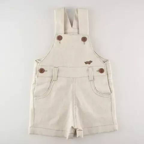 Jardineira Curta Infantil em Sarja com Aplicação de Cachorrinho - comprar online