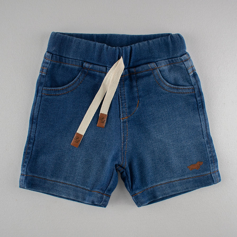Bermuda Jeans Moletinho com Detalhe de Cachorrinho