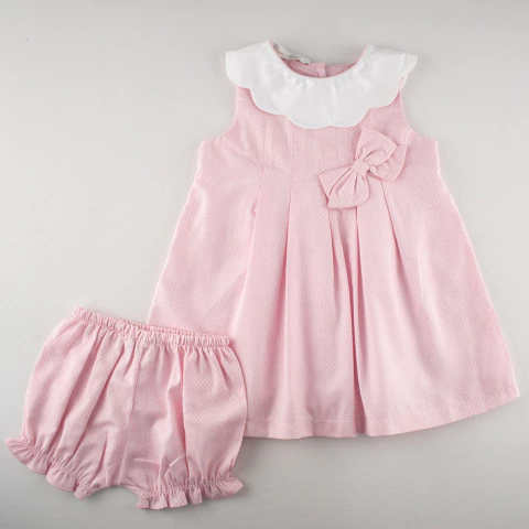 Vestido Infantil Jacquard com Babado Contrastante - comprar online