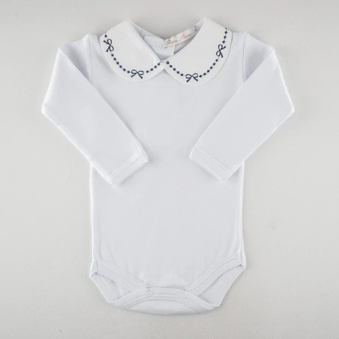 Body Manga Longa com Gola Boneca Bordada - comprar online