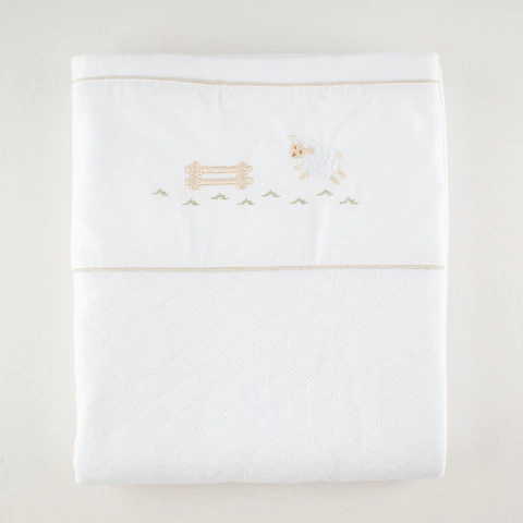 Cobertor Matelassado com Bordado de Ovelhinha e Viés Creme - comprar online