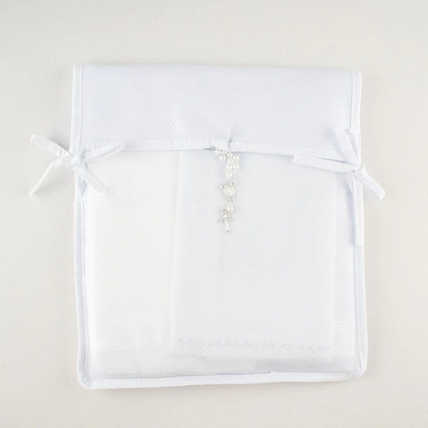 Kit Batizado com Bordado de Anjinho e Mini Terço - comprar online