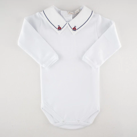 Body Polo Manga Longa com Bordado de Barquinho - comprar online