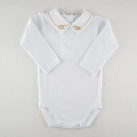 Body Polo Manga Longa Infantil com Bordado de Cavalinho - comprar online