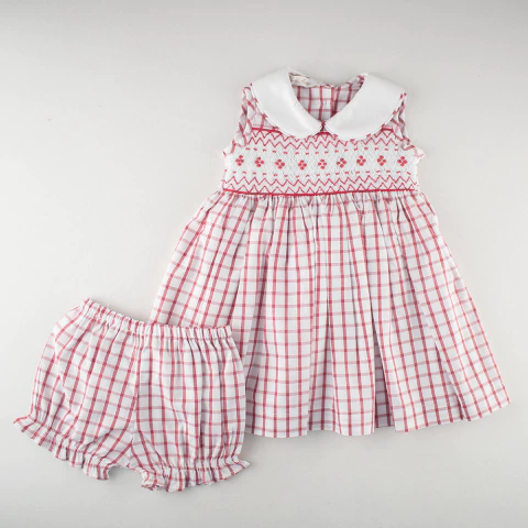 Vestido Infantil Rodado Xadrez com Bordado Casinha de Abelha - comprar online