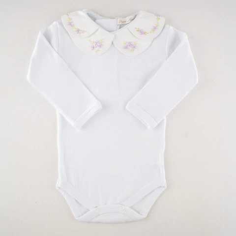 Body Manga Longa com Gola Boneca Dupla Bordada à Mão - comprar online