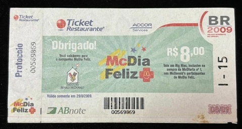 Brasil, Ticket Mc Donald's, Mc Dia Feliz - 2009 - comprar online