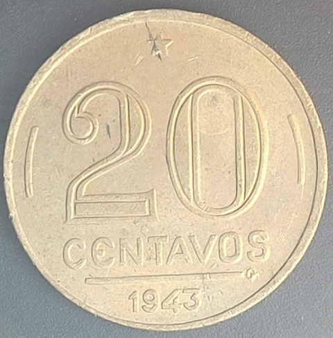 Brasil, 20 Centavos 1943 ( Níquel Rosa) - comprar online