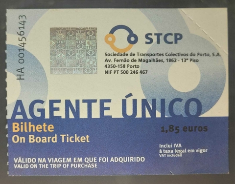 Portugal, STCP - Agente Único (Bilhete) - comprar online