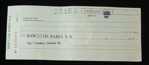 Cheque Banco da Bahia S.A. - comprar online