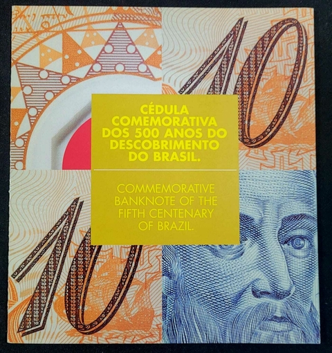 Folder Oficial BC Com Cédula Flor de Estampa - 10 Reais Comemorativa dos 500 Anos do Descobrimento do Brasil (Polímero) - comprar online