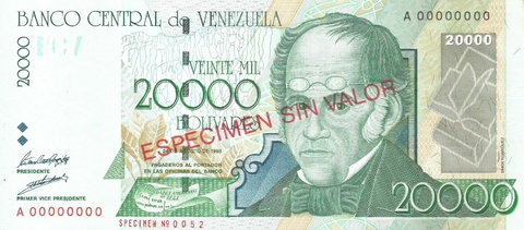 Venezuela, 20000 Bolívares (Specimen) - 1998 - comprar online