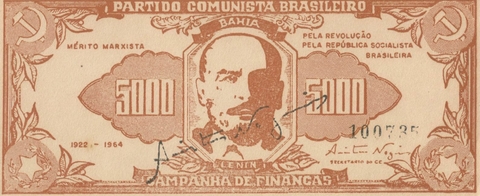 Brasil, Cédula Publicitária do Partido Comunista Brasileiro (PCB) Assinada por Secretário - comprar online