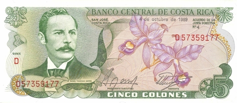 Costa Rica, 5 Colones - 1989 - comprar online