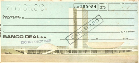 Cheque Banco Real S. A. Minas Gerais - Século 20 - comprar online