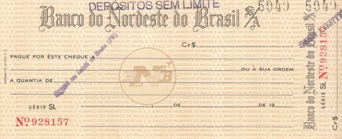 Cheque Banco do Nordeste do Brasil S.A. (Paraíba) - Século 20 - comprar online