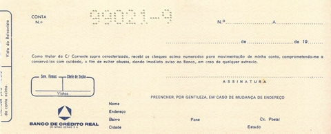 Cheque Banco de Crédito Real de Minas Gerais S.A. - Século 20 - comprar online
