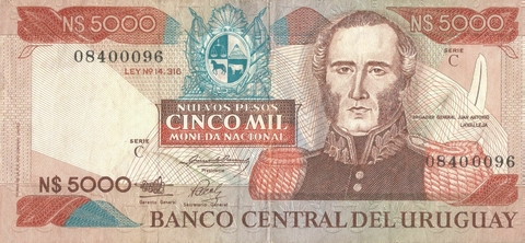 Uruguai, 5000 Novos Pesos - 1987 - comprar online
