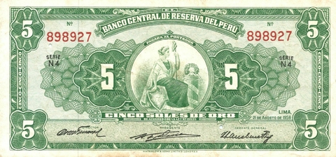 Peru, 5 Soles de Oro - 1958 - comprar online