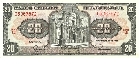 Equador, 20 Sucres - 1988 - comprar online