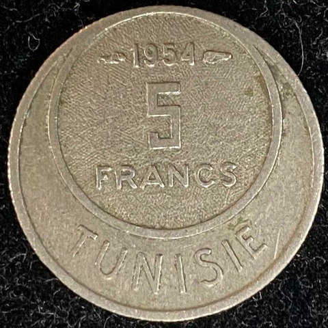 Tunísia, 5 Francs - 1954 - comprar online