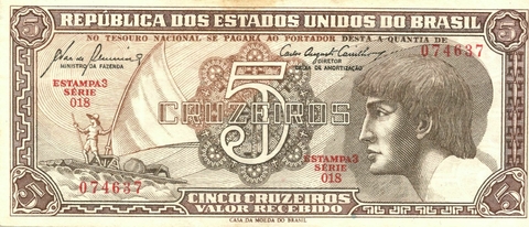Brasil, 5 Cruzeiros - O Índio (S18) - comprar online