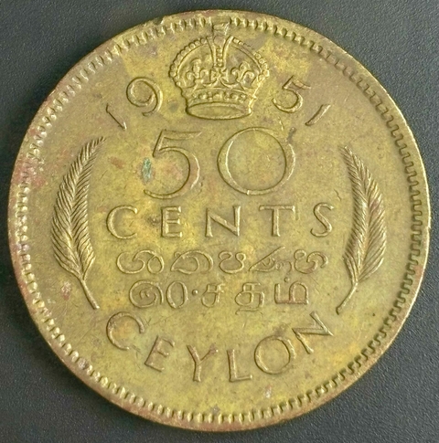 Ceilão - 50 Cents, 1951 - comprar online