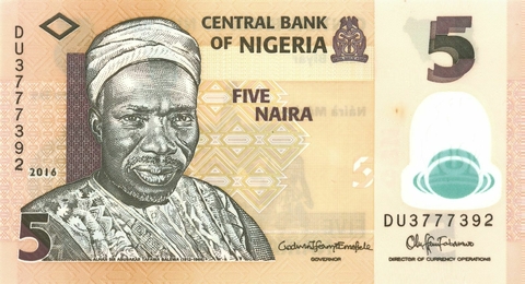 Nigéria, 5 Naira (Polímero) - 2016 - comprar online