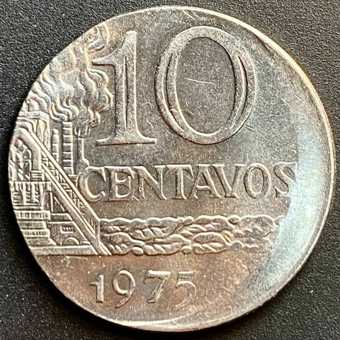 Brasil, 10 Centavos - 1975 (Boné, Cunhada no Disco de 5 Centavos) - comprar online
